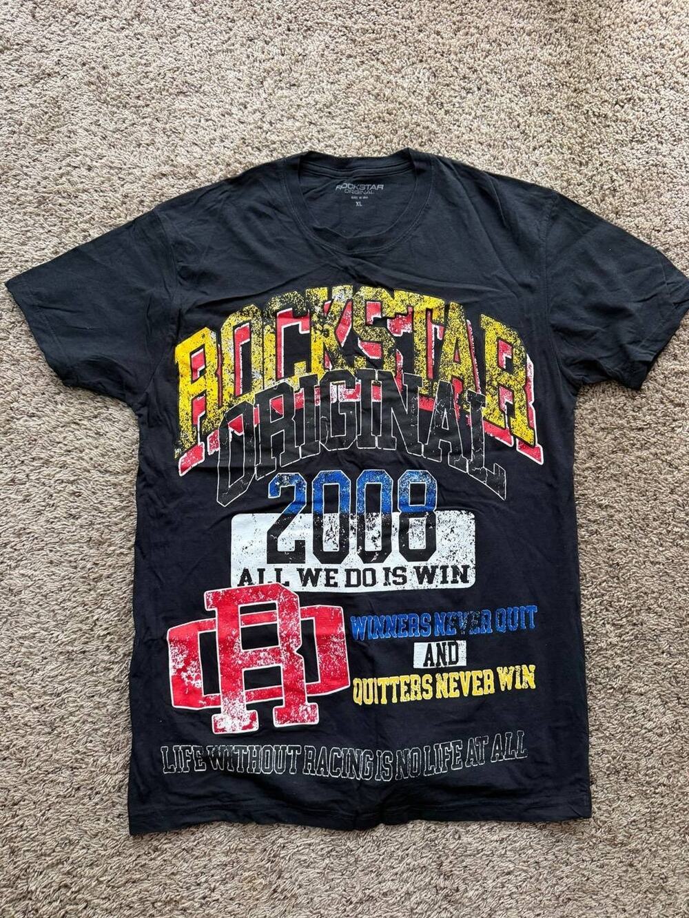 ROCKSTAR ORIGINAL Men's Black Graphic T-Shirt Short Sleeve 2008 Size XL